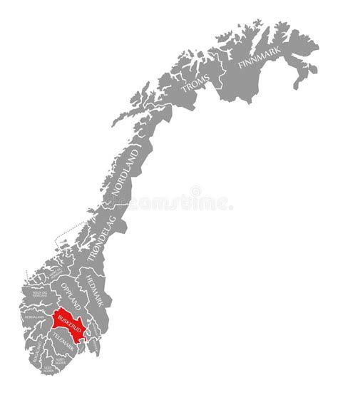 Buskerud Map Of Norway With Norwegian National Flag Illustration Stock ...