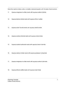 Precipitation Reactions Chemistry Worksheet by Back Pocket Science