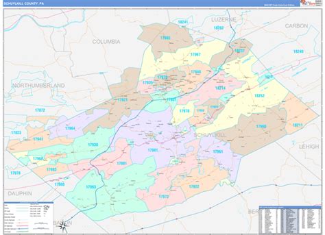 Schuylkill County, PA Wall Map Color Cast Style by MarketMAPS - MapSales