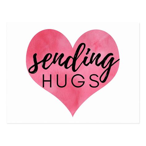 Watercolor Heart Sending Hugs Postcard | Zazzle | Sending hugs, Love ...