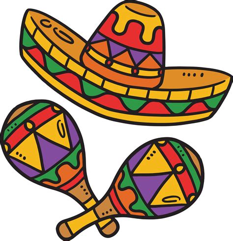 Cinco de Mayo Mexican Hat, Maracas Cartoon Clipart 21516442 Vector Art ...