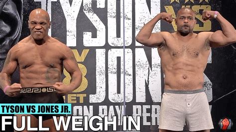 MIKE TYSON VS. ROY JONES JR. | FULL WEIGH-IN AND FACE OFF VIDEO - YouTube