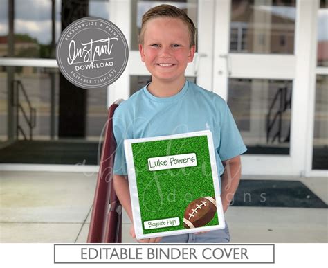 EDITABLE Binder Cover, Football Themed Binder Cover, Back to School ...