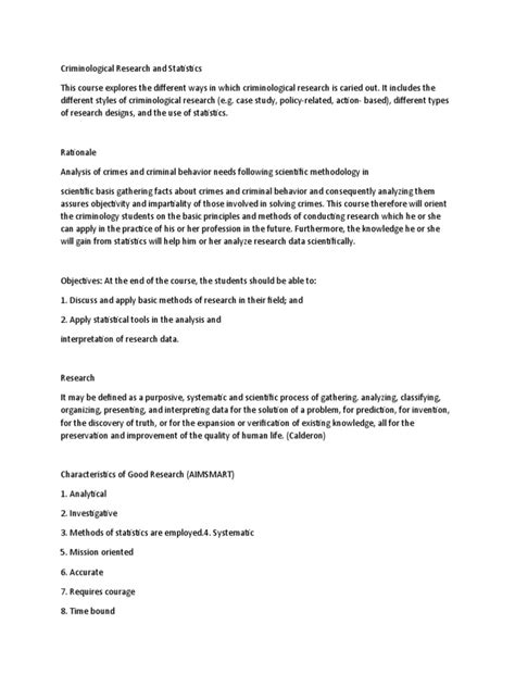 Criminological Research | PDF | Statistics | Scientific Method