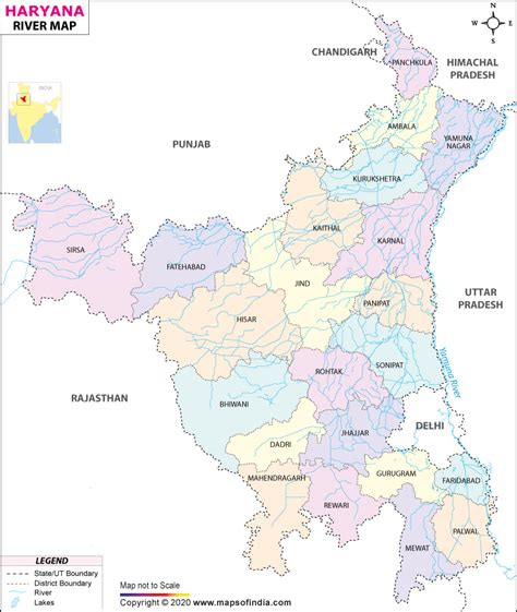 Haryana River Map, Rivers in Haryana