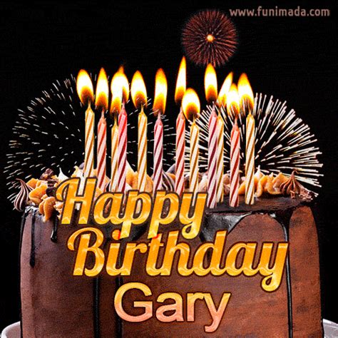 Chocolate Happy Birthday Cake for Gary (GIF) | Funimada.com