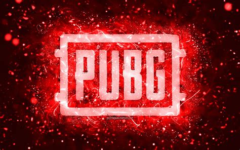 Pubg の赤いロゴ、赤いネオン、PlayerUnknowns Battlegrounds、クリエイティブ、赤の抽象的な背景、Pubg のロゴ ...