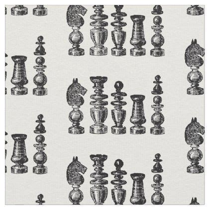 Chess Pieces Vintage Art Fabric - craft supplies diy custom design ...