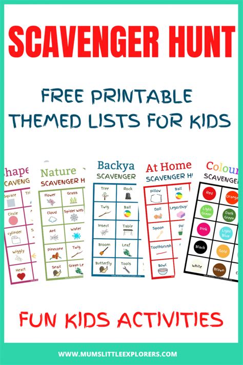 Scavenger Hunt Ideas for Kids With FREE Printable Scavenger Hunt Lists ...