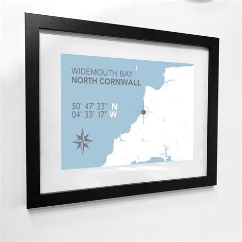 Widemouth Bay Map Travel Print- Coastal Wall Art /Poster by – SeaKisses