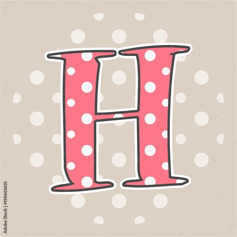 Cute dotted letter H isolated on beige background. Vector illustration. Element for design. Kids ...