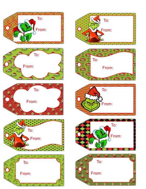 Christmas Grinch Gift Tags Instant Download Print and Cut - Etsy