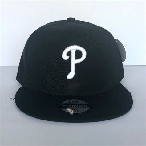 NEW Mens Philadelphia Phillies Baseball Cap Fitted Hat Multi Size Black - Hats