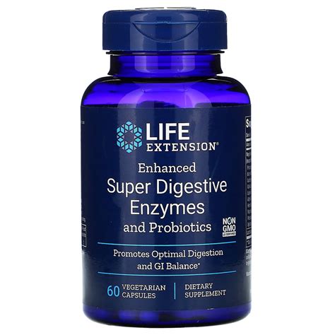 Life Extension Enhanced Super Digestive Enzymes and Probiotics, 60 Vegetarian Capsules - Walmart ...