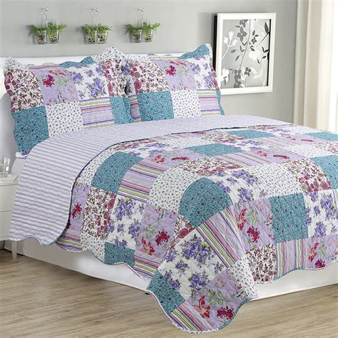 Kim - 3 Piece Quilt Set queen & king size - Purple - Walmart.com