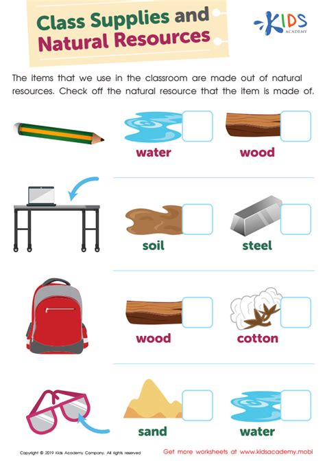 Natural Resources Worksheet For Kindergarten