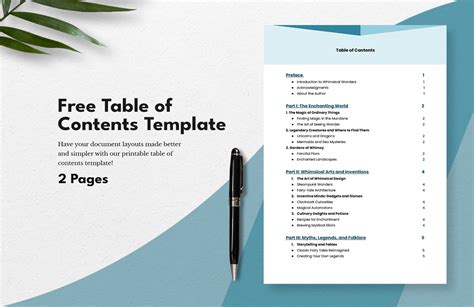 Free Table of Contents Template - Download in Word, Google Docs, PDF | Template.net