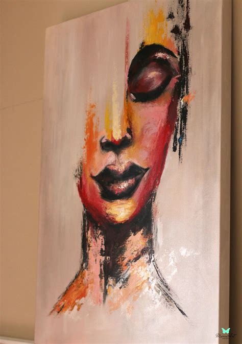 Abstract Face Art, Human Face Artwork, Colorful Portret Original ...