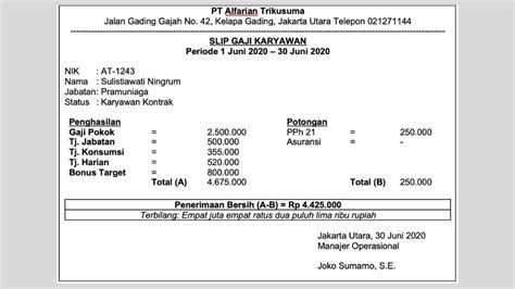 Contoh Slip Gaji Untuk Npwp - Delinewstv