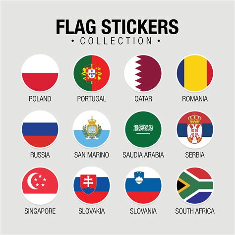 National Flags Of The World Stickers With Names 11091917 Vector Art at ...