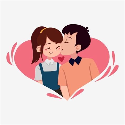 Couple Character PNG Picture, Cartoon Couple Characters Love Kiss ...