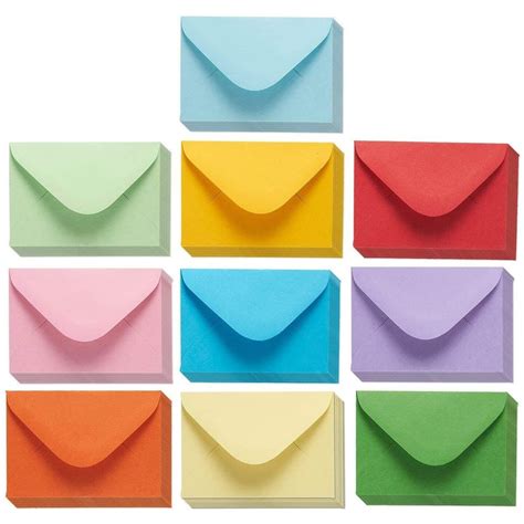 100 Count Assorted Color Gift Card Envelopes, Small Envelope with Gummed Seal, Mini Cash ...