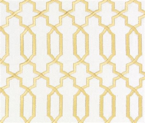 Contemporary Gold Fabric Geometric Gold White Embroidered