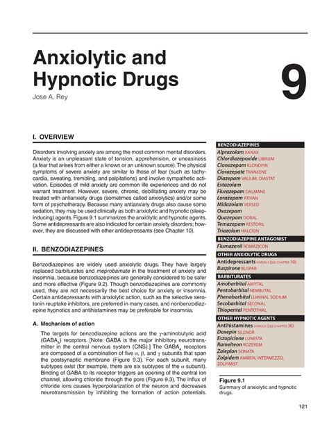 Anxiolytic and hypnotic drugs - 121 I. OVERVIEW Disorders involving ...