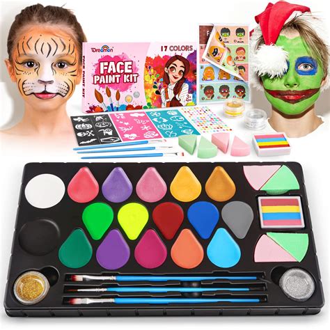 Buy Dreamon Face Paint for Children, 27 PCS Face Painting Set with 17 ...