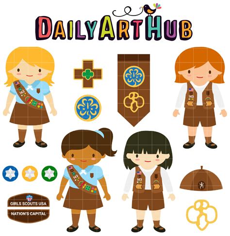 Brownie Girl Scouts Clip Art Set – Daily Art Hub // Graphics, Alphabets & SVG | Brownie girl ...
