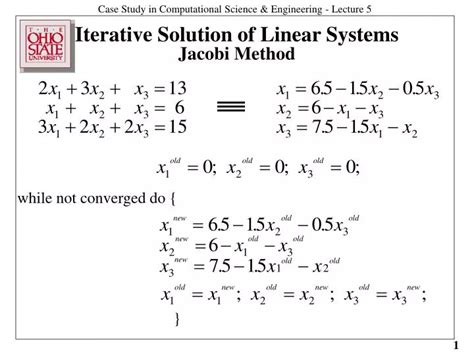 PPT - Iterative Solution of Linear Systems Jacobi Method PowerPoint ...