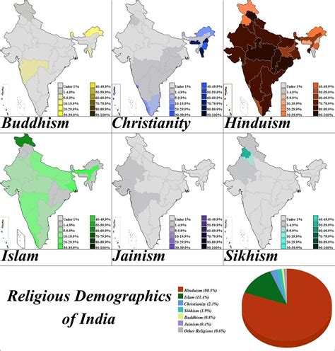 India religion map - Map of India religion (Southern Asia - Asia)