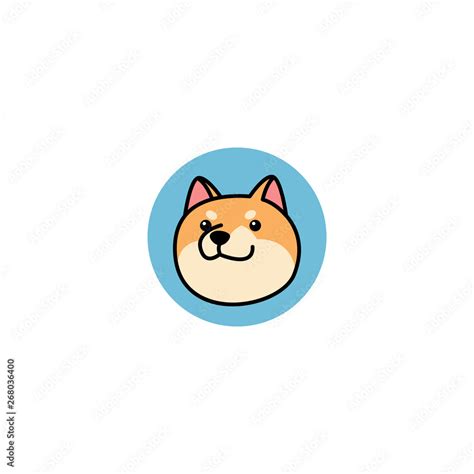 shiba inu dog face cartoon icon, vector illustration Stock Vector ...