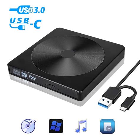 External DVD Drive for Laptop, TSV USB 3.0 Type C CD/DVD +/-RW Burner ...