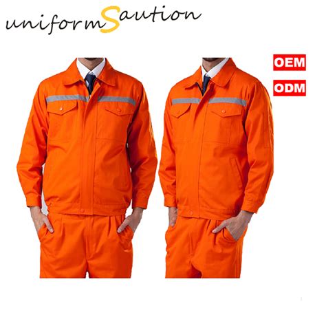 Custom design polycotton orange safety construction work uniforms