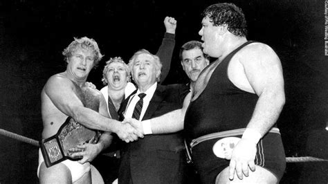 AWA World Heavyweight Champion Nick Bockwinkel, his manager Bobby Heenan in the back.