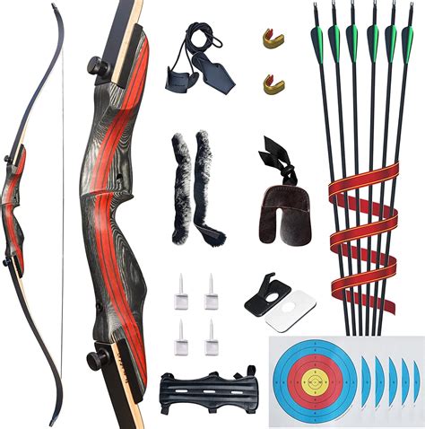 62" Archery Recurve Bow And Arrow For Adults Hunting & Target Shooting ...