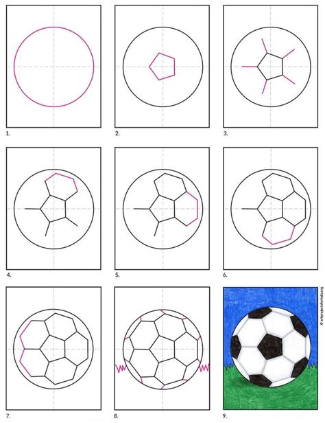 Easy How to Draw a Soccer Ball Tutorial and Soccer Ball Coloring Page | Soccer drawing, Ball ...