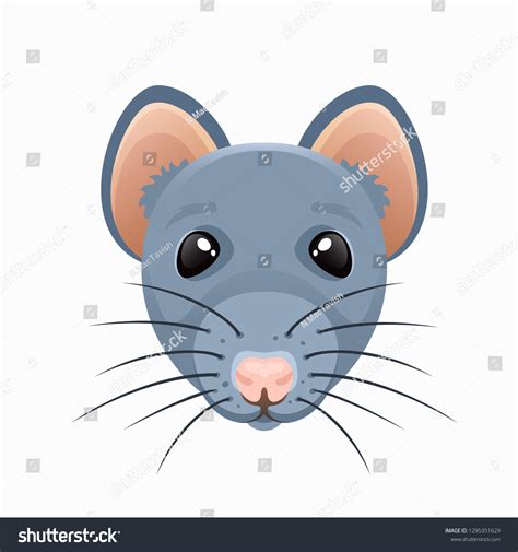 Cartoon Gray Rat Icon Cute Mouse Stock Vector (Royalty Free) 1295351629 ...