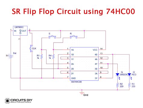 SR Flip Flop Circuit 74HC00 - Truth Table