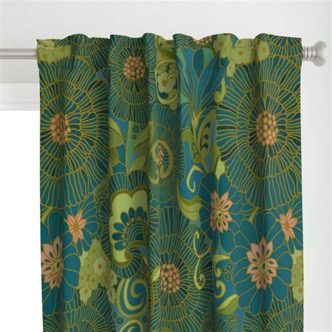 Vintage Style Floral Curtain Panel Retro Floral by - Etsy