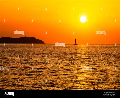 Sunset over San Antonio bay, ibiza Stock Photo - Alamy