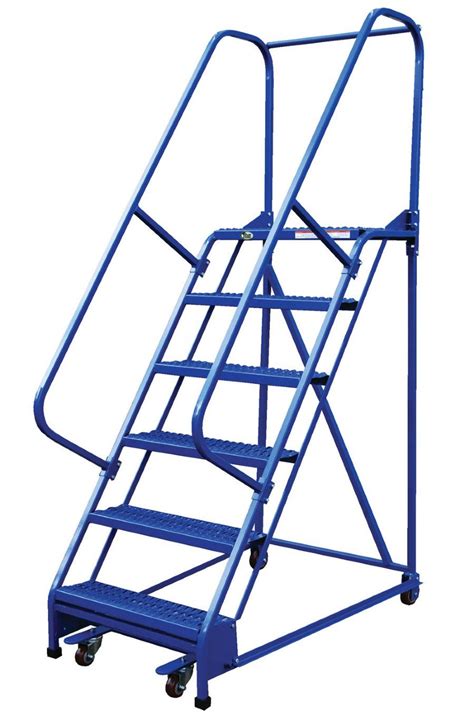 5 Step Portable Warehouse Ladders, 18 in Top Step, Grip-Strut Steps ...