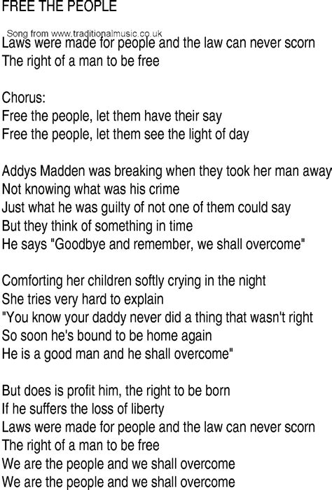 Irish Music, Song and Ballad Lyrics for: Free The People