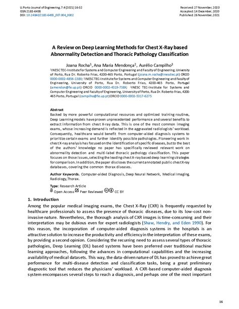 A Review on Deep Learning Methods for Chest X-Ray based Abnormality Detection and Thoracic ...