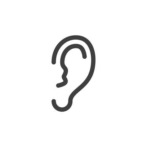 Vector sign of the ear symbol is isolated on a white background. ear ...