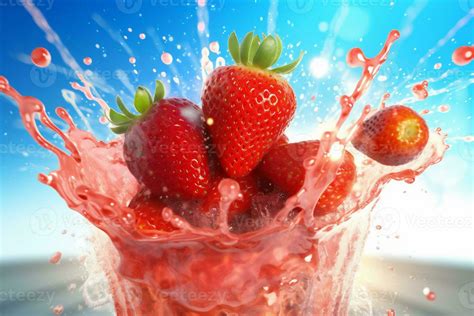 strawberry blue water background fresh freshness food red healthy ...