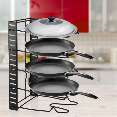 TOPINCN Frying Pan Organizer, Pot Pan Rack,Multi Tiers Pot Frying Pan Lid Storage Rack Organizer ...