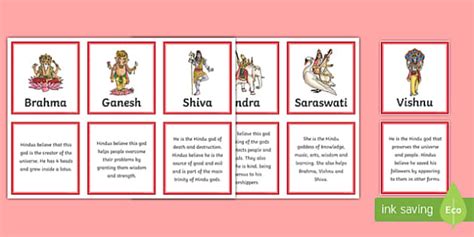 Hindu Gods Picture Cards - Matching Activity (teacher made)