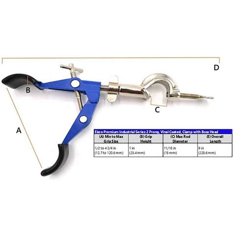 Two Prong, Vinyl Coated, Lab Clamp with Boss Head, 4.75" (12 cm ...